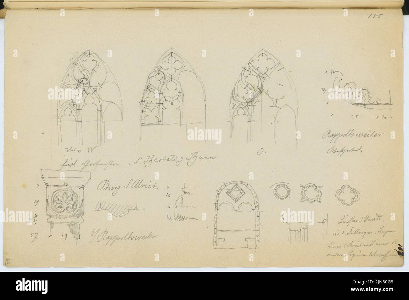 Stiehl Otto (1860-1940): Croquis et album photo 6: Münster St. Theobald, Thann. Château de Saint-Ulrich, Rappoltsweiler Banque D'Images