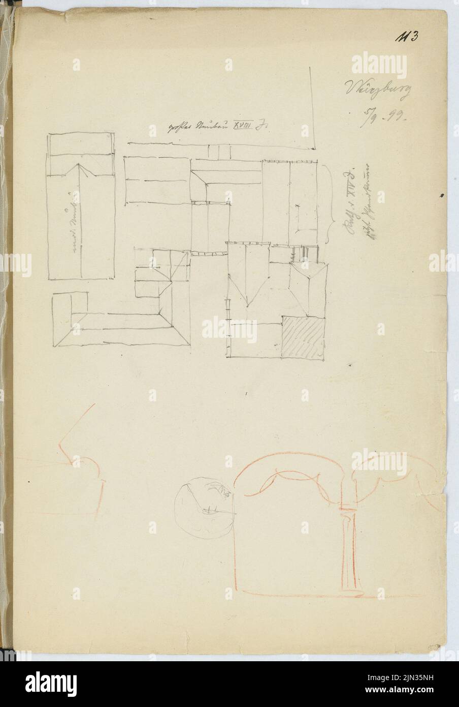 Stiehl Otto (1860-1940): Album de croquis et de photos 16: Rathaus, Würzburg Banque D'Images