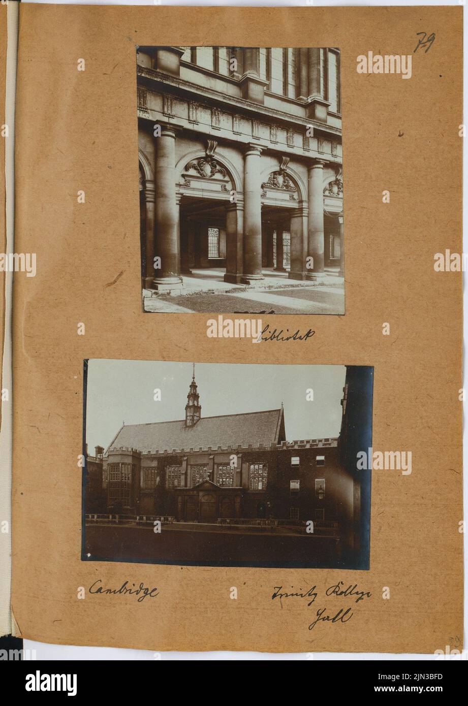 Trinity College, Cambridge: Vue, détail de la bibliothèque (de: Sketch and photo Album 26) Banque D'Images
