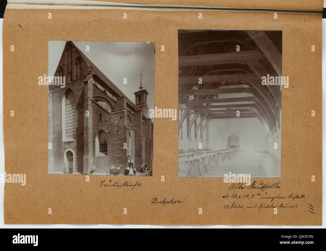 Eglise des frères, Zutphen. Vieux Kaufhalle, Zutphen: Vue sur l'église, salle de vue intérieure (de: Sketch and photo album 27) Banque D'Images