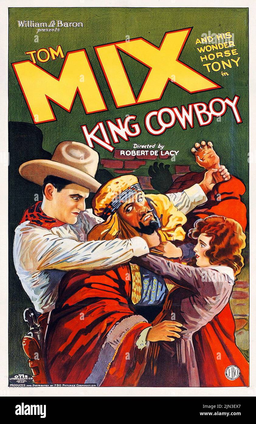 Tom Mix in King Cowboy (FBO, 1928) affiche de film vintage de l'Ouest Banque D'Images