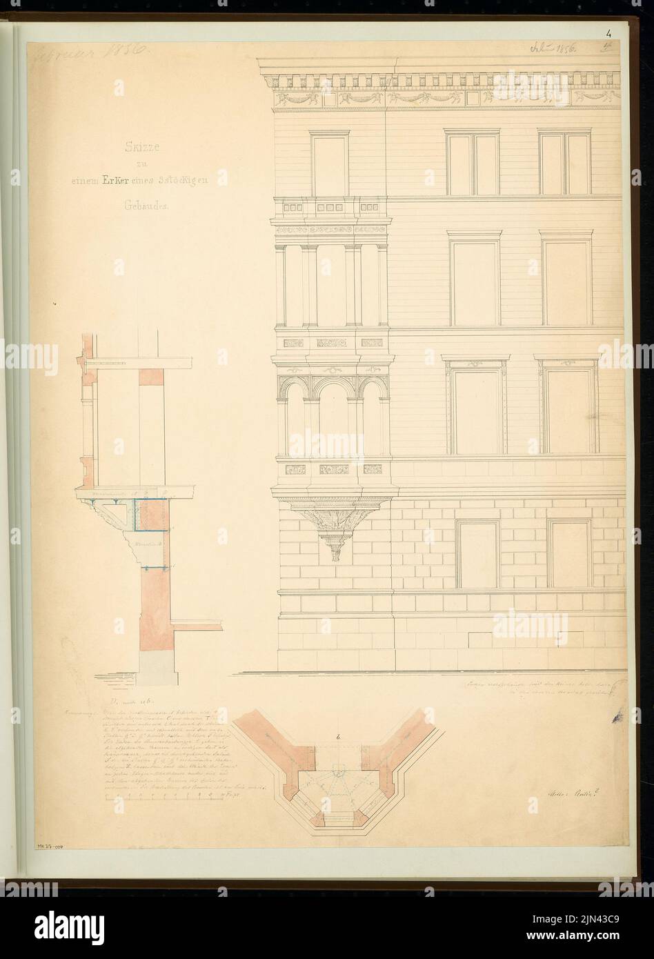 N.N.: Eckerker pour une maison de trois étages. Concours mensuel février 1856 Banque D'Images