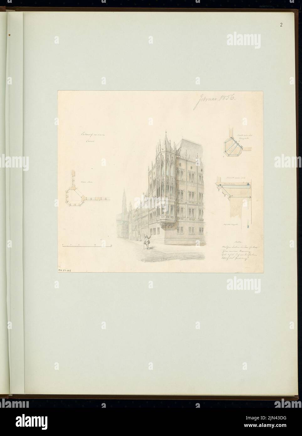 N.N.: Eckerker pour une maison de trois étages. Concours mensuel février 1856 Banque D'Images
