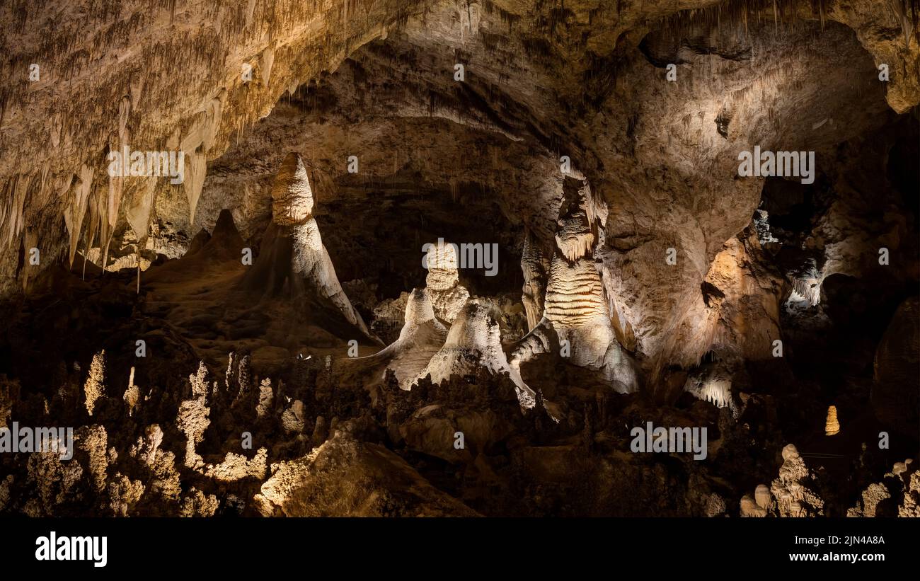 Hall of Giants in Big Room, parc national des grottes de Carlsbad, Nouveau-Mexique, États-Unis Banque D'Images