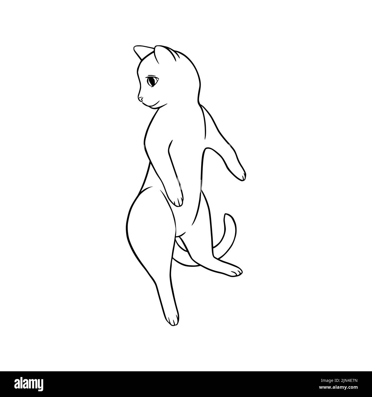 Esquisse noire de chat couché. Chat joueur dans un style doodle. Illustration vectorielle mignonne isolée sur fond blanc Illustration de Vecteur