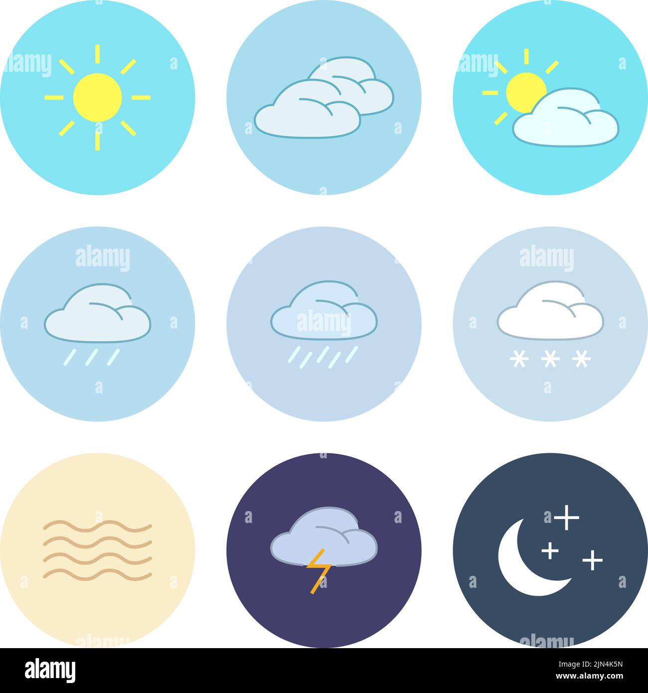 Ensemble vectoriel d'icônes de conditions météorologiques et climatiques Illustration de Vecteur