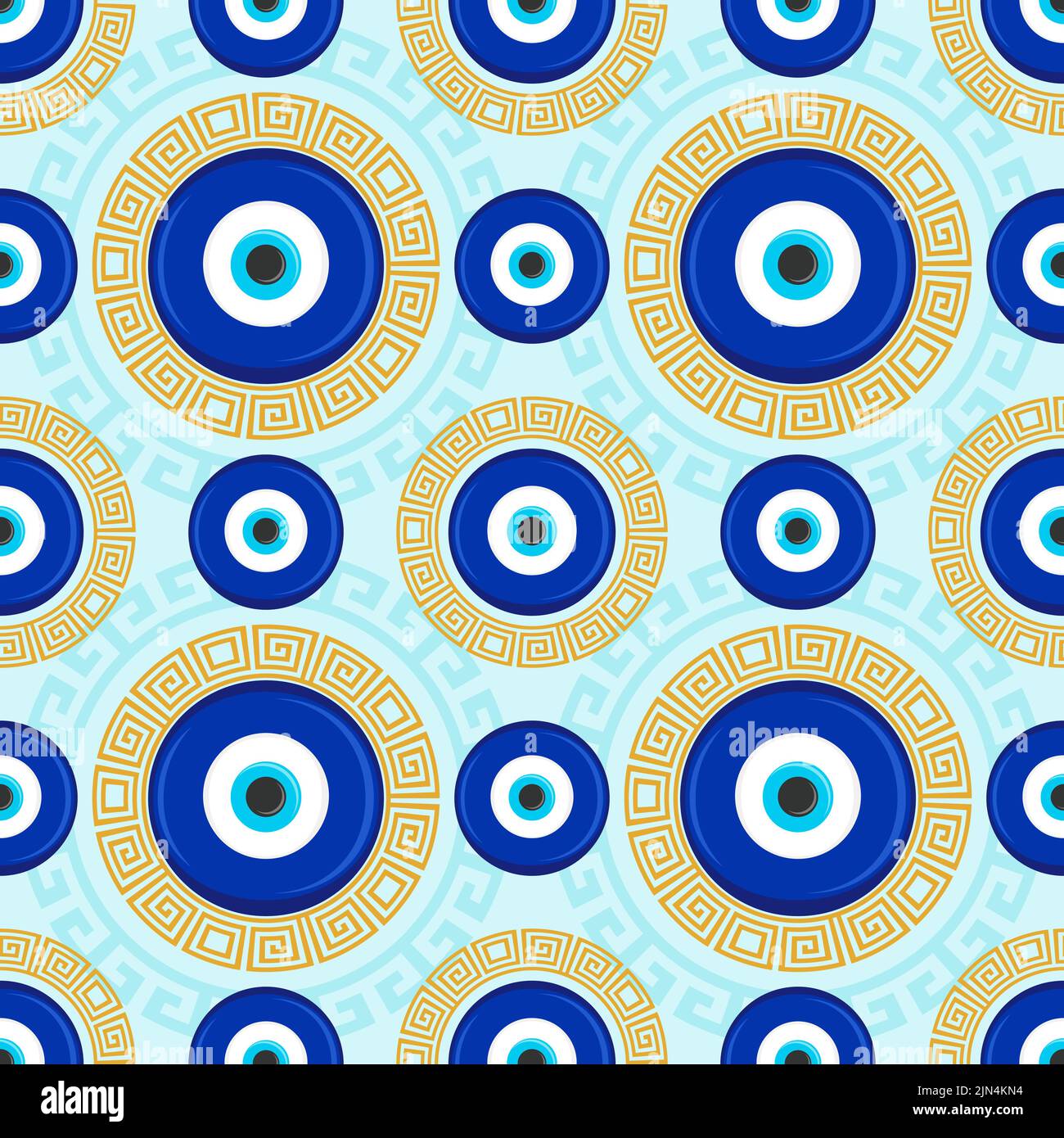 Schéma ethnique de l'œil du mal. Amulette bleu grec mystique. Imprimé turc traditionnel. Symbole de protection. Arrière-plan vectoriel transparent. Illustration de Vecteur