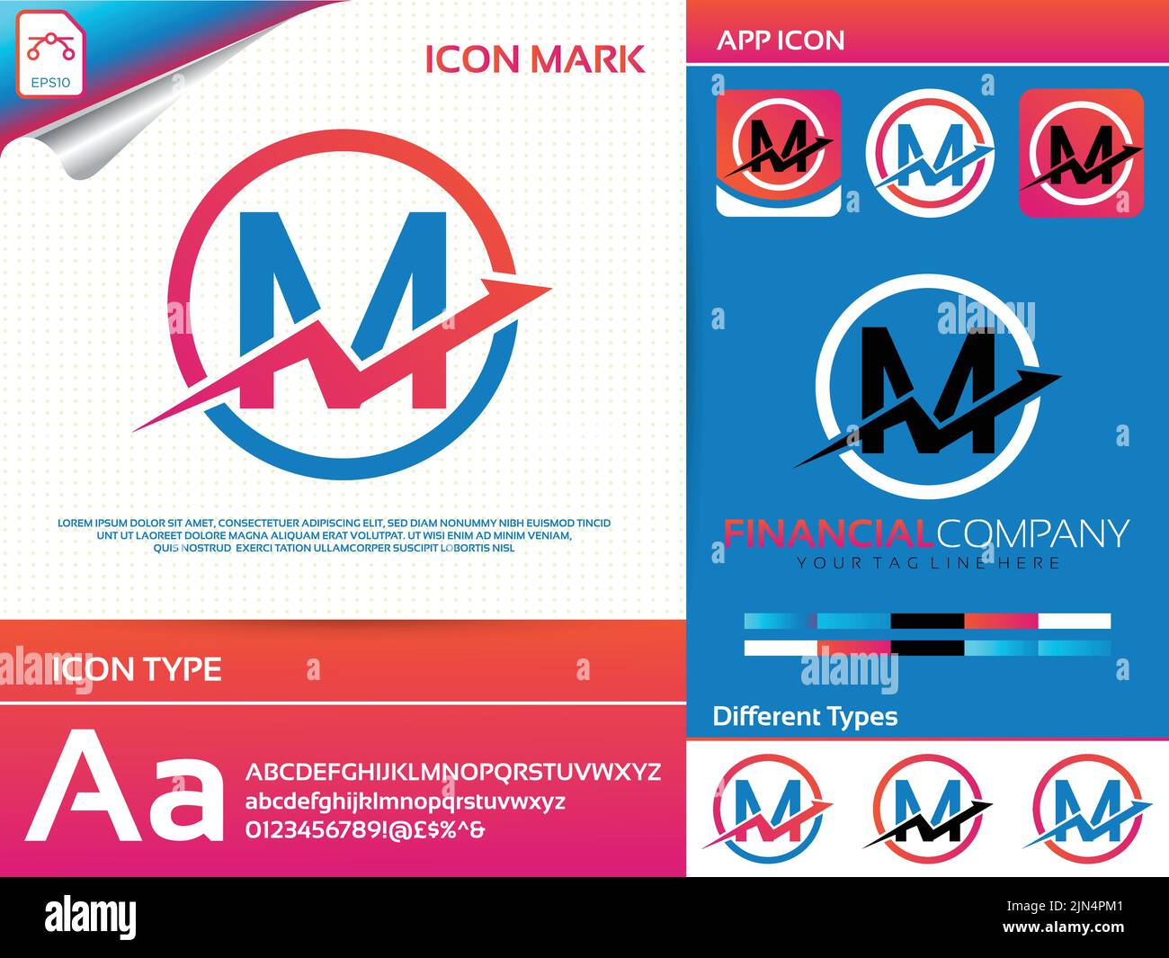 Logo vecteur de comptabilité et financier lettre M. Illustration de Vecteur