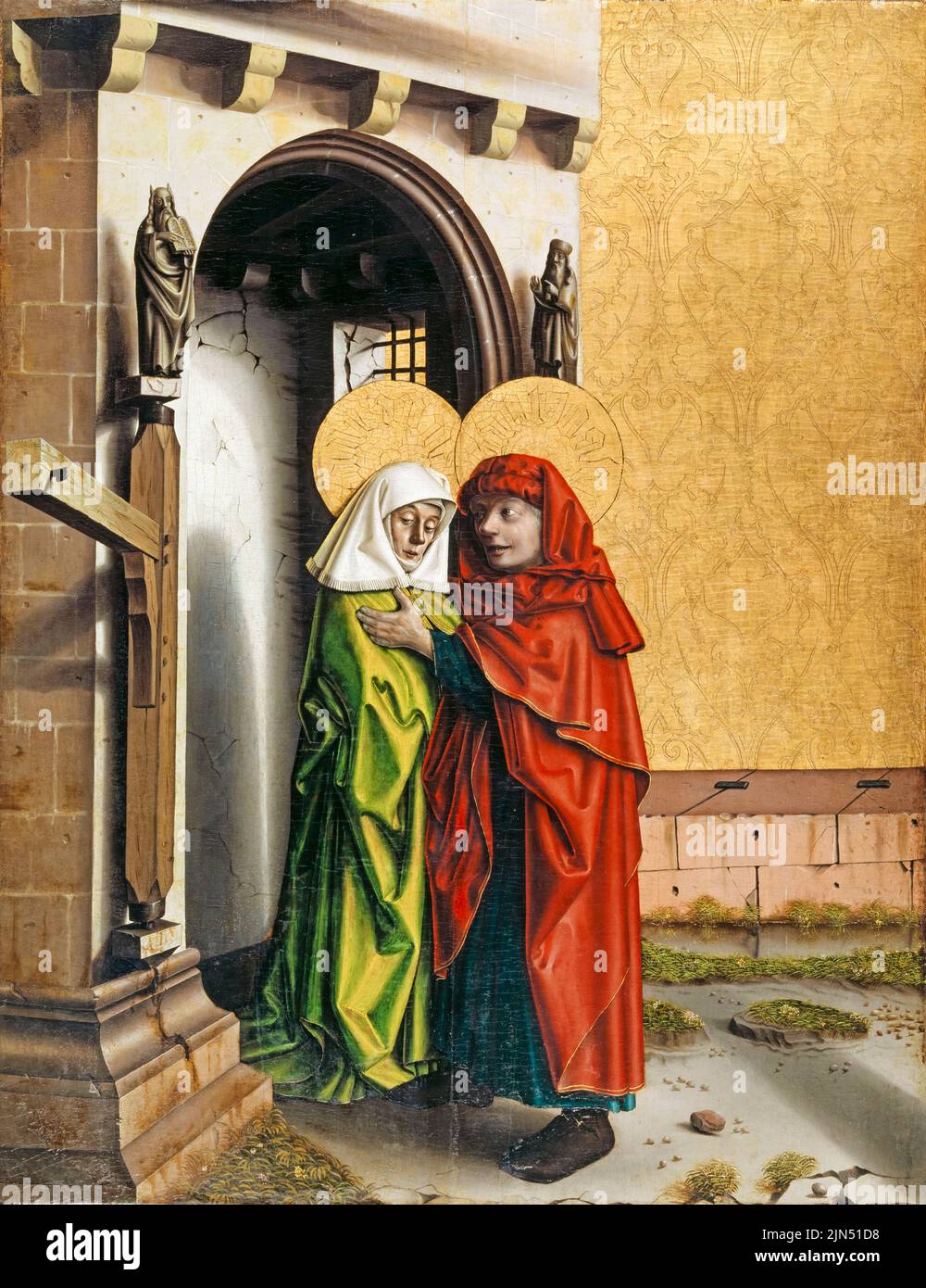 Peinture Konrad Witz, Joachim et Anna au Golden Gate, milieux mixtes sur bois d'épicéa recouvert de toile, 1437-1440 Banque D'Images