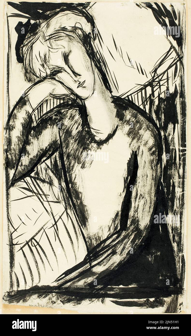 Amedeo Modigliani, Portrait d'une jeune femme, dessin, avant 1920 Banque D'Images