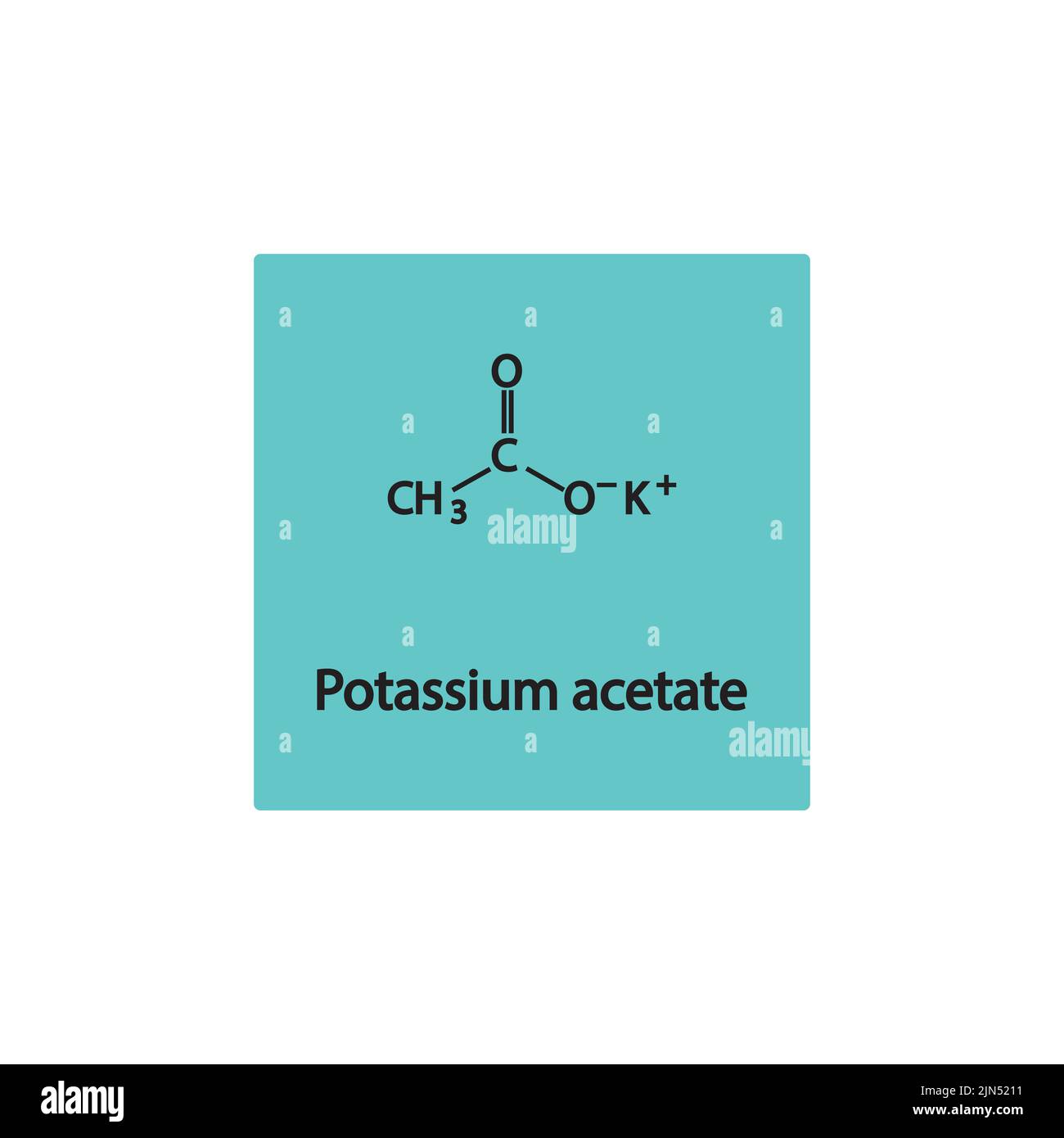 Structure chimique de l'acétate de potassium sur fond bleu. Illustration de Vecteur