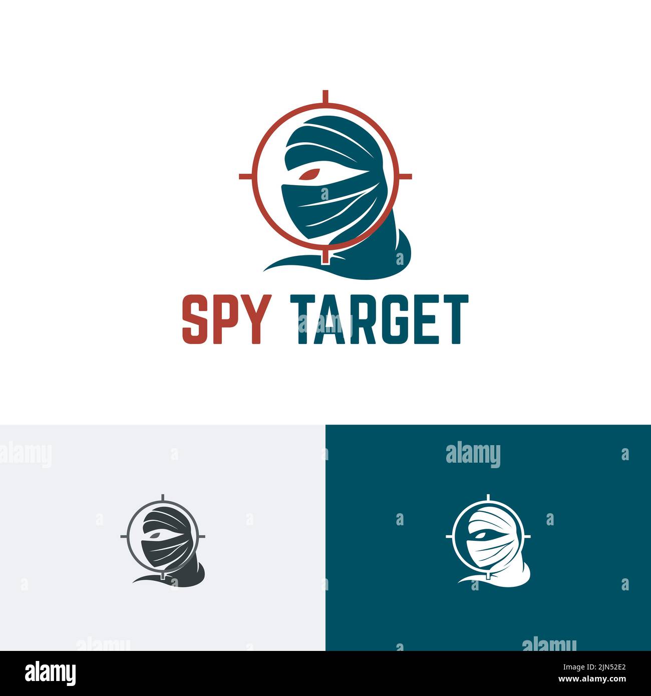Logo du jeu de guerre de chasseur terroriste de Spy Target Circle Illustration de Vecteur