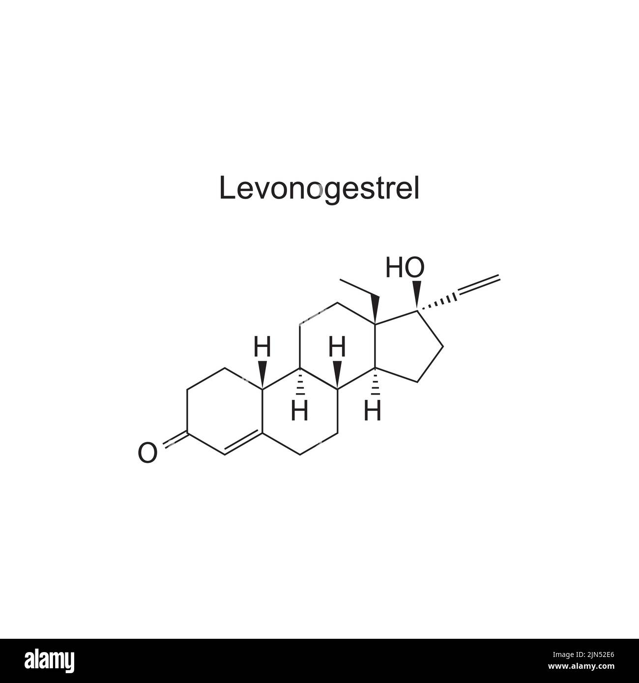 Structure moléculaire de l'hormone Levonogestrel sur fond blanc. Illustration vectorielle. Illustration de Vecteur