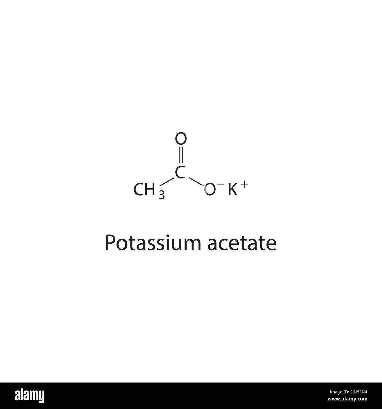 Structure chimique de l'acétate de potassium sur fond blanc. Illustration de Vecteur