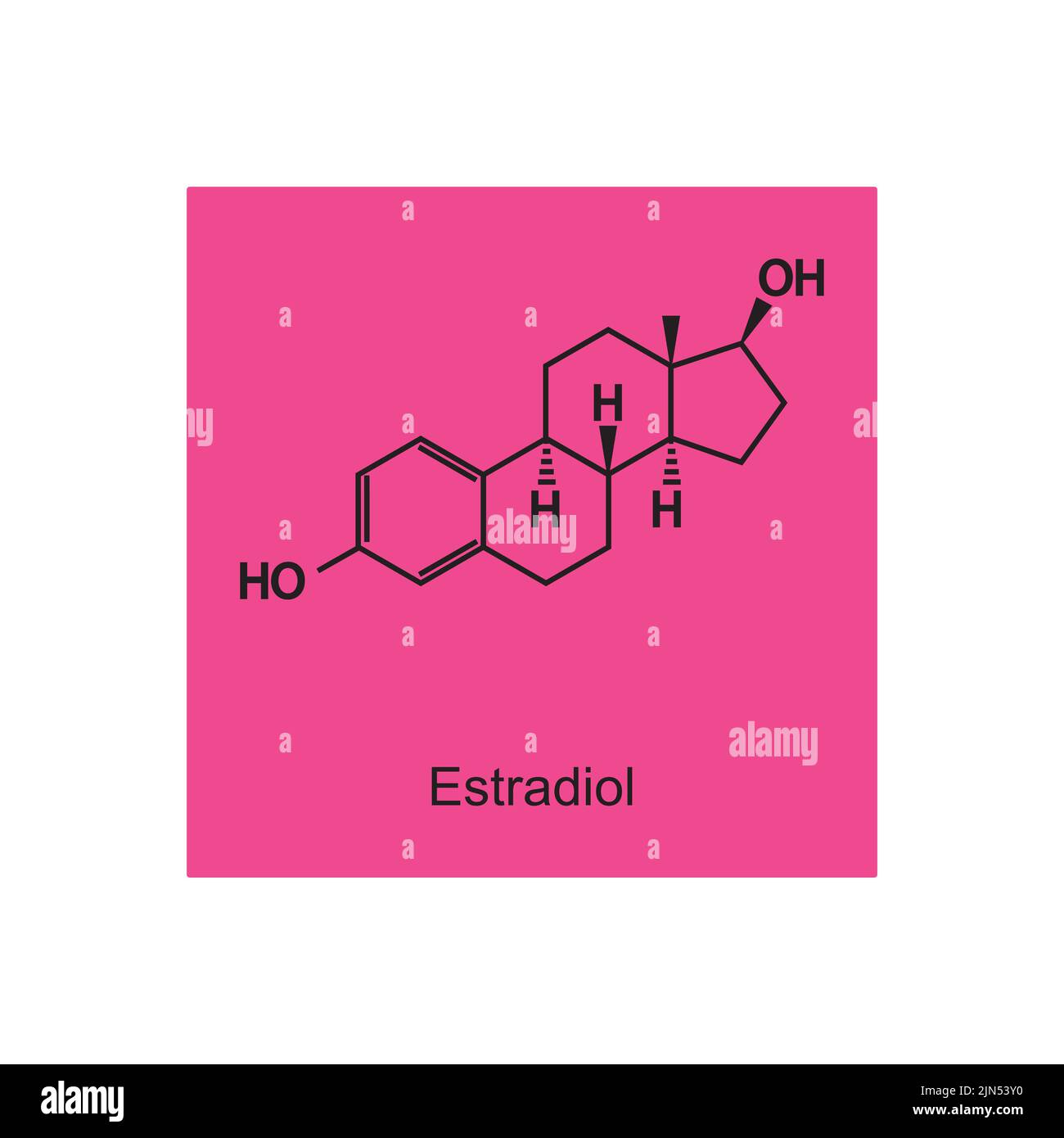 Structure moléculaire de l'hormone de l'estradiol sur fond rose. Illustration vectorielle. Illustration de Vecteur