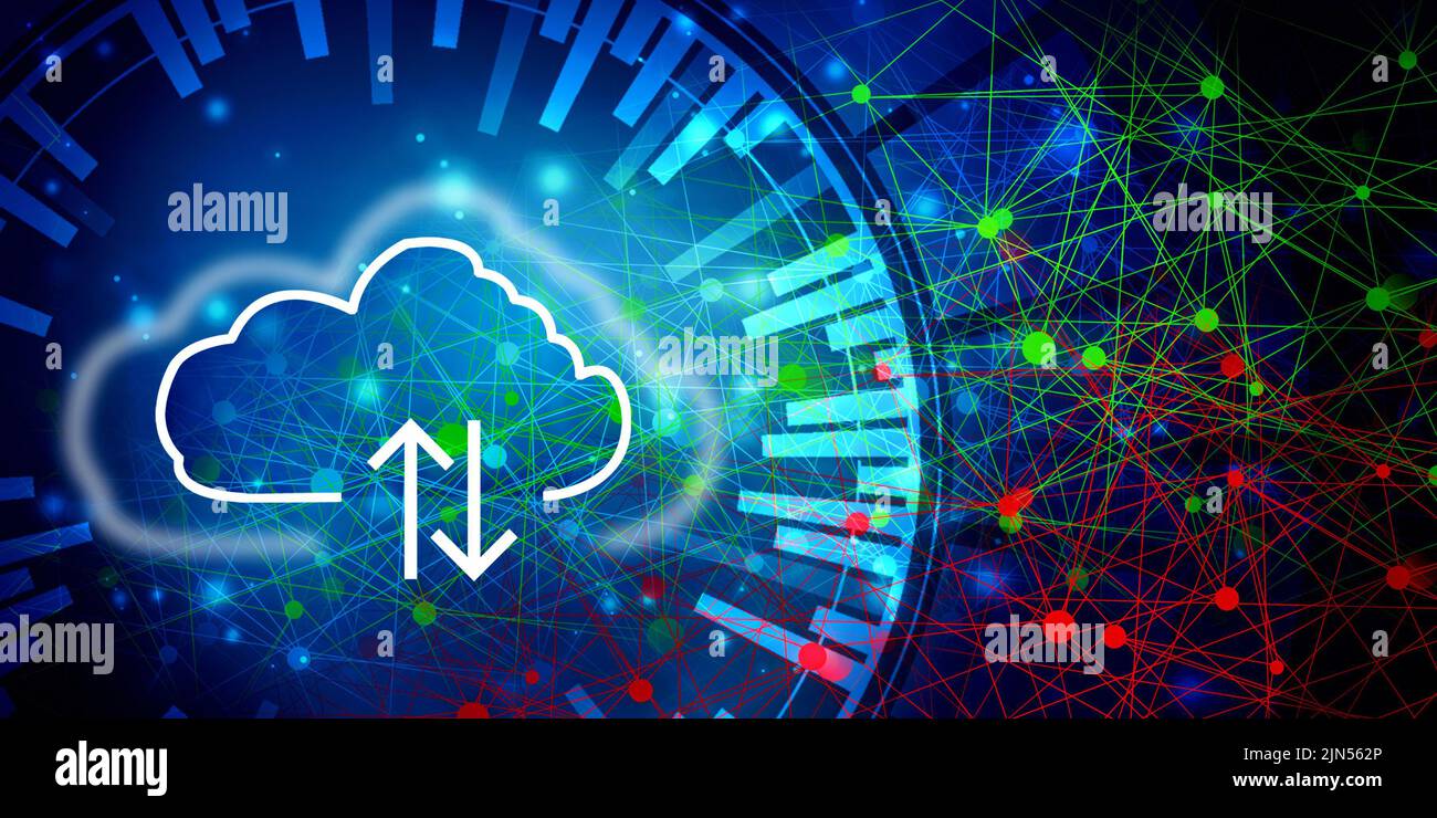 2d illustration téléchargement de la flèche avec le nuage Banque D'Images