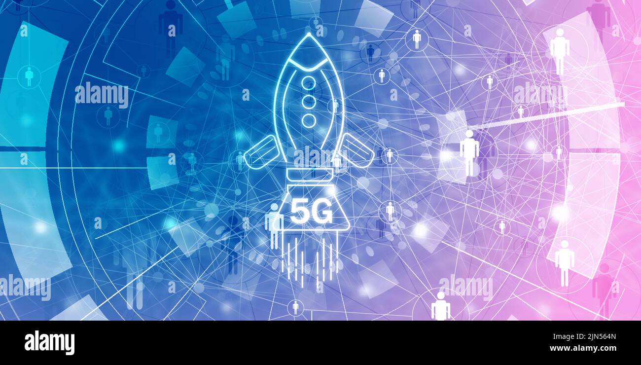 2d illustration 5g fusée de connexion Banque D'Images