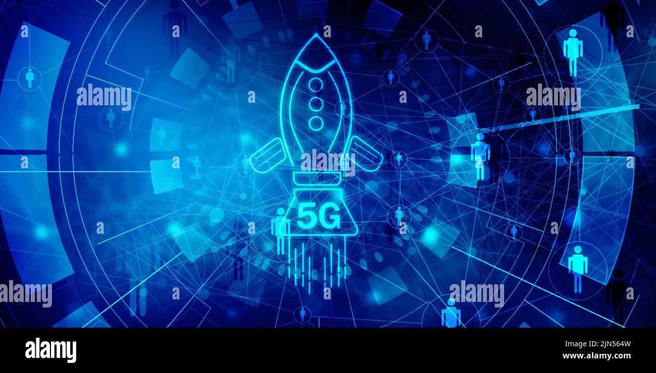 2d illustration 5g fusée de connexion Banque D'Images