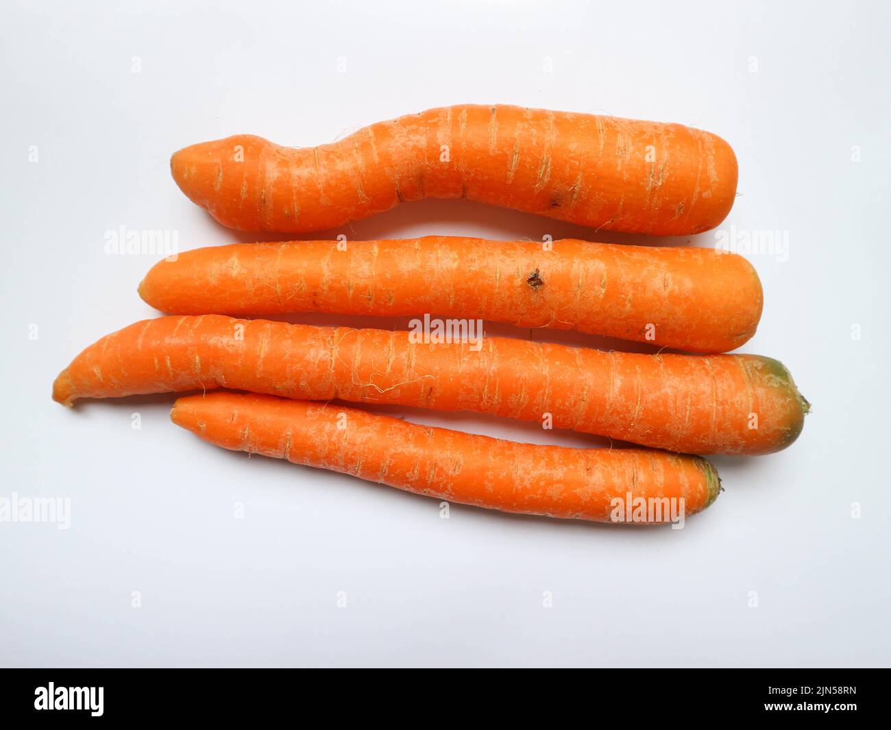 Carottes fraîches sur fond blanc Banque D'Images