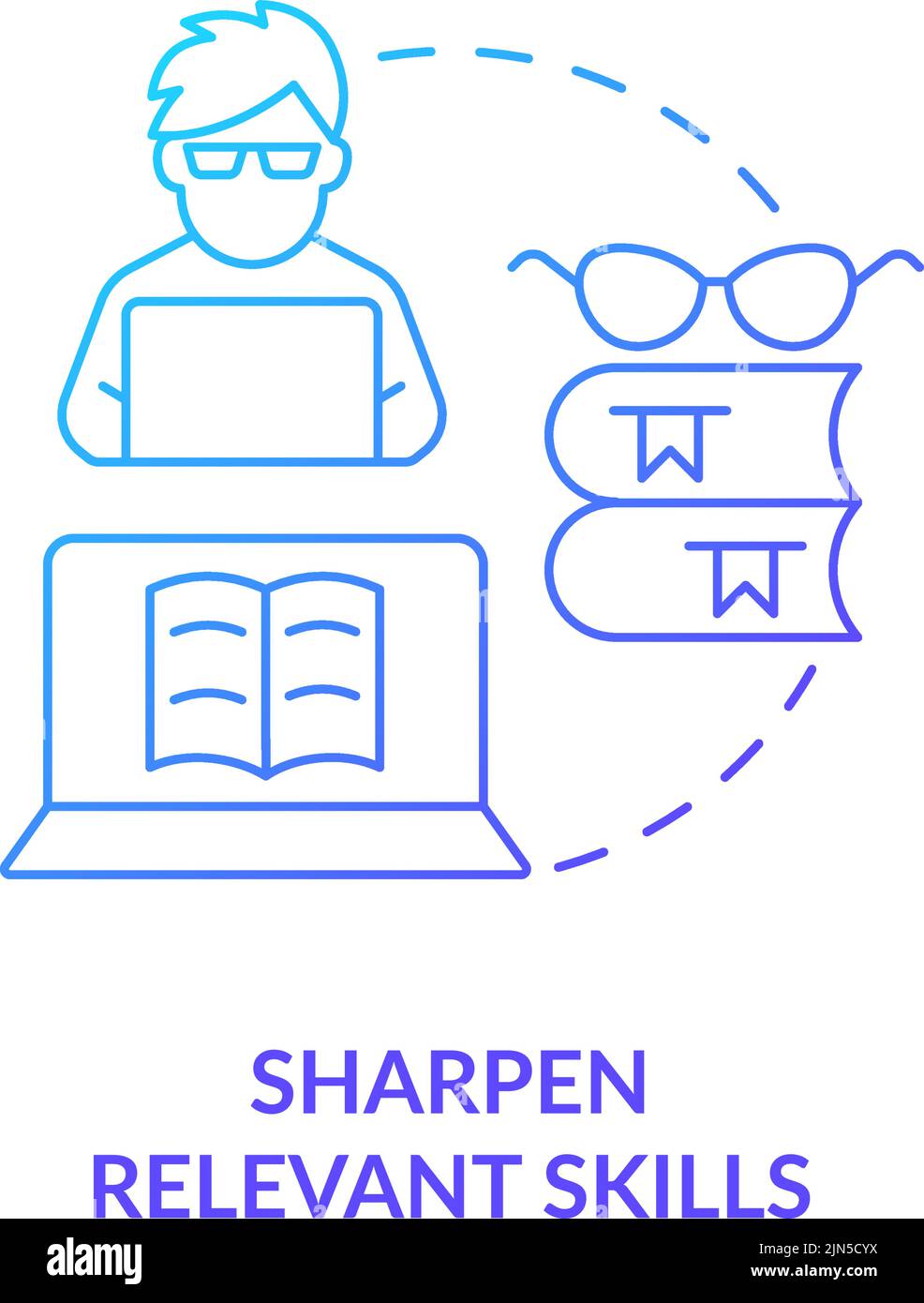 Affûter les compétences pertinentes icône de concept de dégradé bleu Illustration de Vecteur
