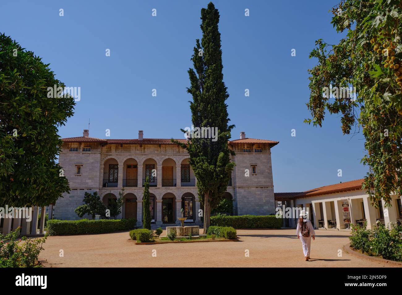 Entrée au musée Byzentine d'Athènes, Grèce Banque D'Images