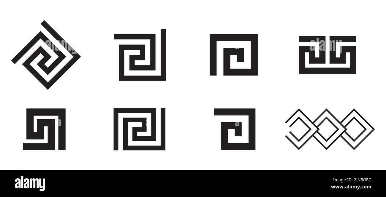 Clé grecque.Jeu de symboles islamiques géométriques arabes. Illustration de Vecteur