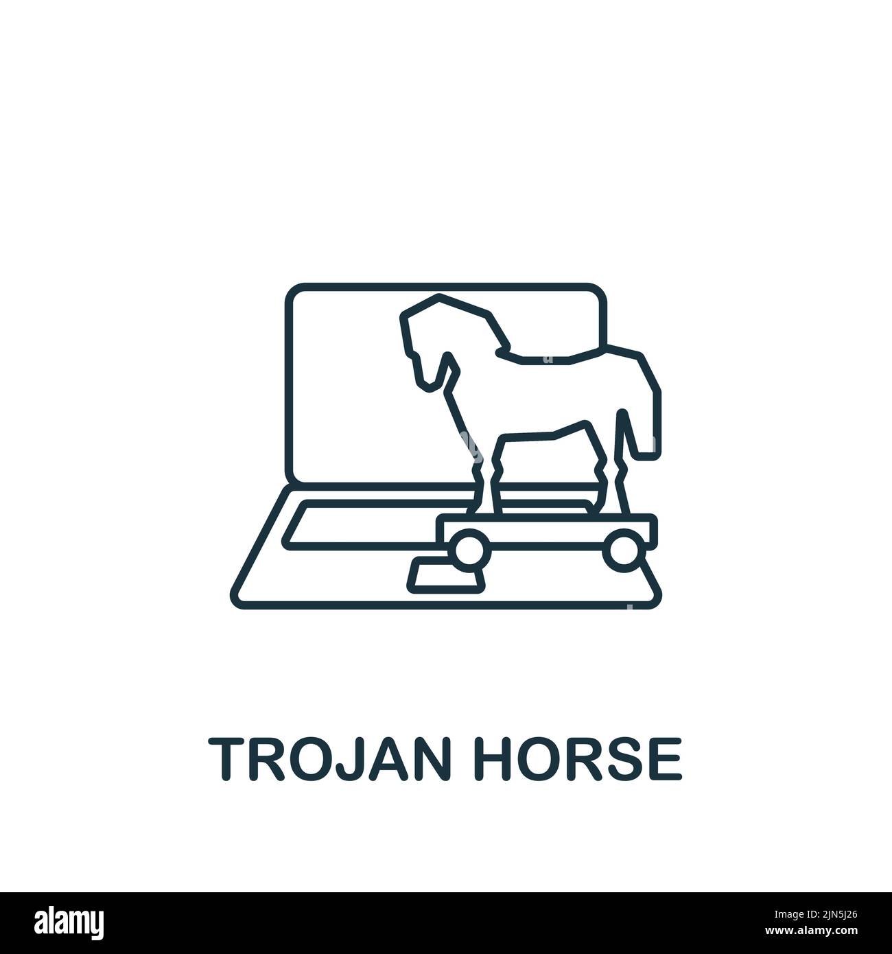 Icône cheval de Troie. Icône monochrome de cybercriminalité simple pour les modèles, la conception Web et les infographies Illustration de Vecteur