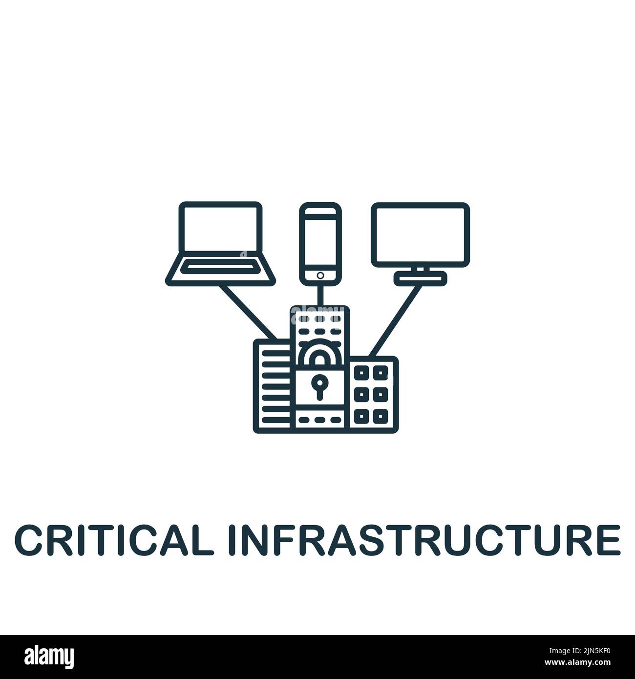 Icône Infrastructure critique. Icône monochrome de cybercriminalité simple pour les modèles, la conception Web et les infographies Illustration de Vecteur