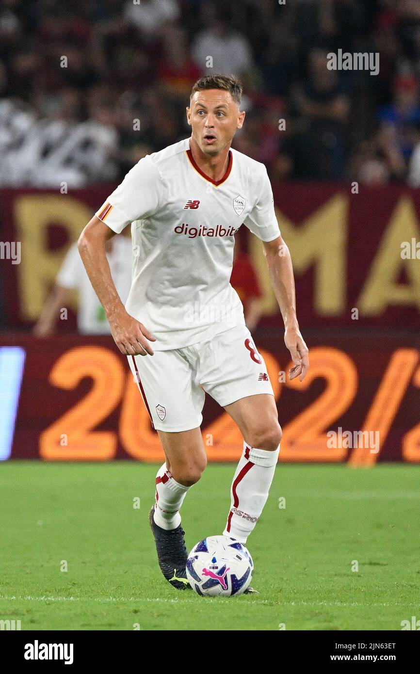 Rome, Italie. 07th août 2022. Nemanja Matic (EN TANT que Roma) lors du match de 2022/2023 entre AS Roma et Shakhtar Donetsk au stade Olimpic de Rome le 07 août 2022. Crédit : Agence photo indépendante/Alamy Live News Banque D'Images