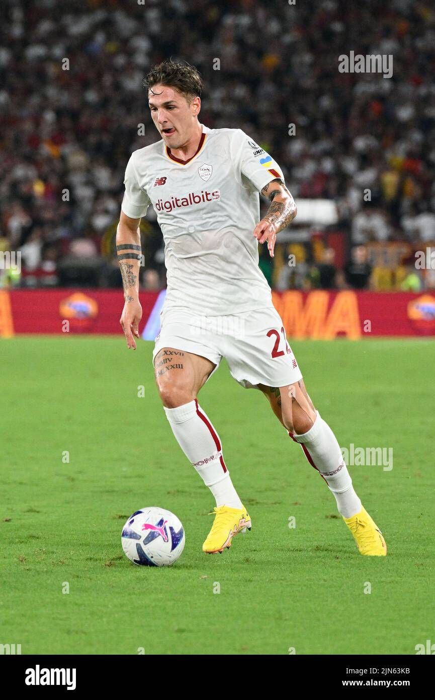 Rome, Italie. 07th août 2022. Nicolo' Zaniolo (AS Roma) lors du match pré-saison 2022/2023 entre AS Roma et Shakhtar Donetsk au stade Olimpic à Rome le 07 août 2022. Crédit : Agence photo indépendante/Alamy Live News Banque D'Images