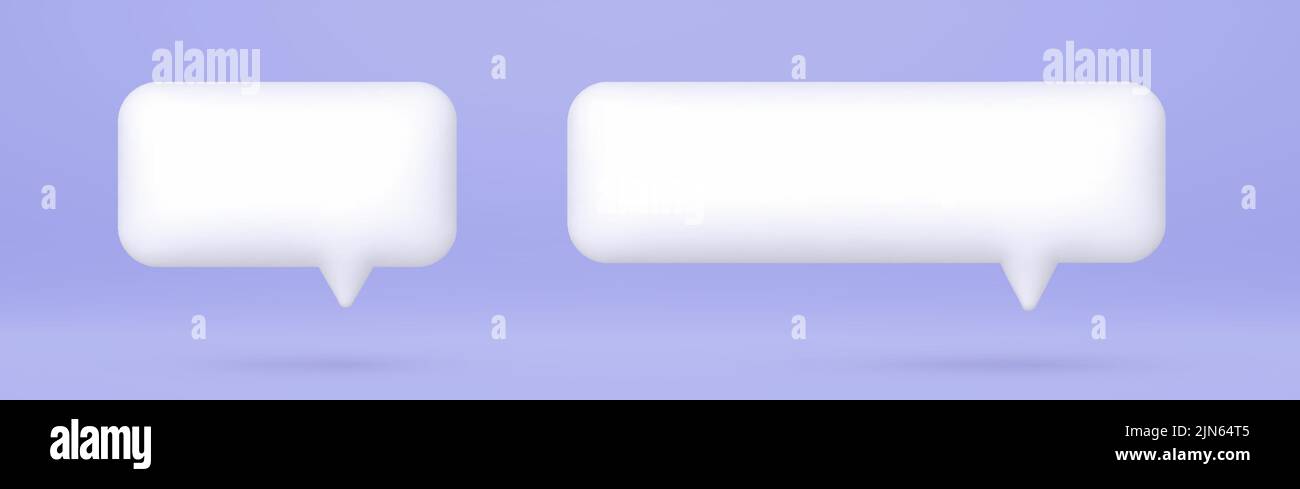 3d bulles de discours, des citations réalistes de dialogue de chat blanc, des éléments de communication sur les médias sociaux Illustration de Vecteur