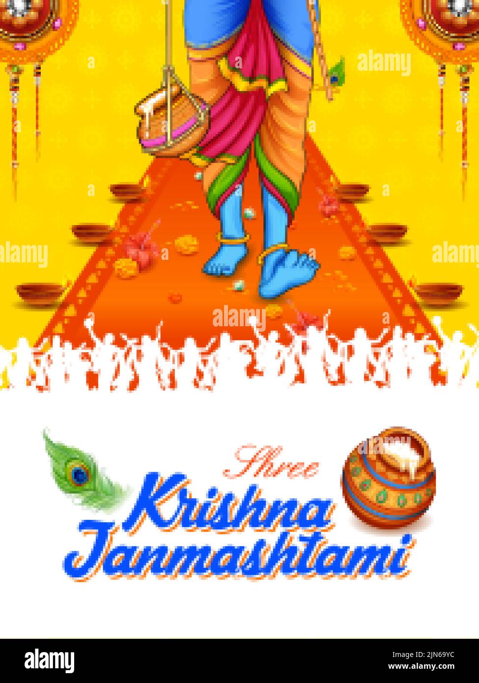 Illustration de Lord Krishna dans le festival Janmashtami heureux de fond de l'Inde Illustration de Vecteur