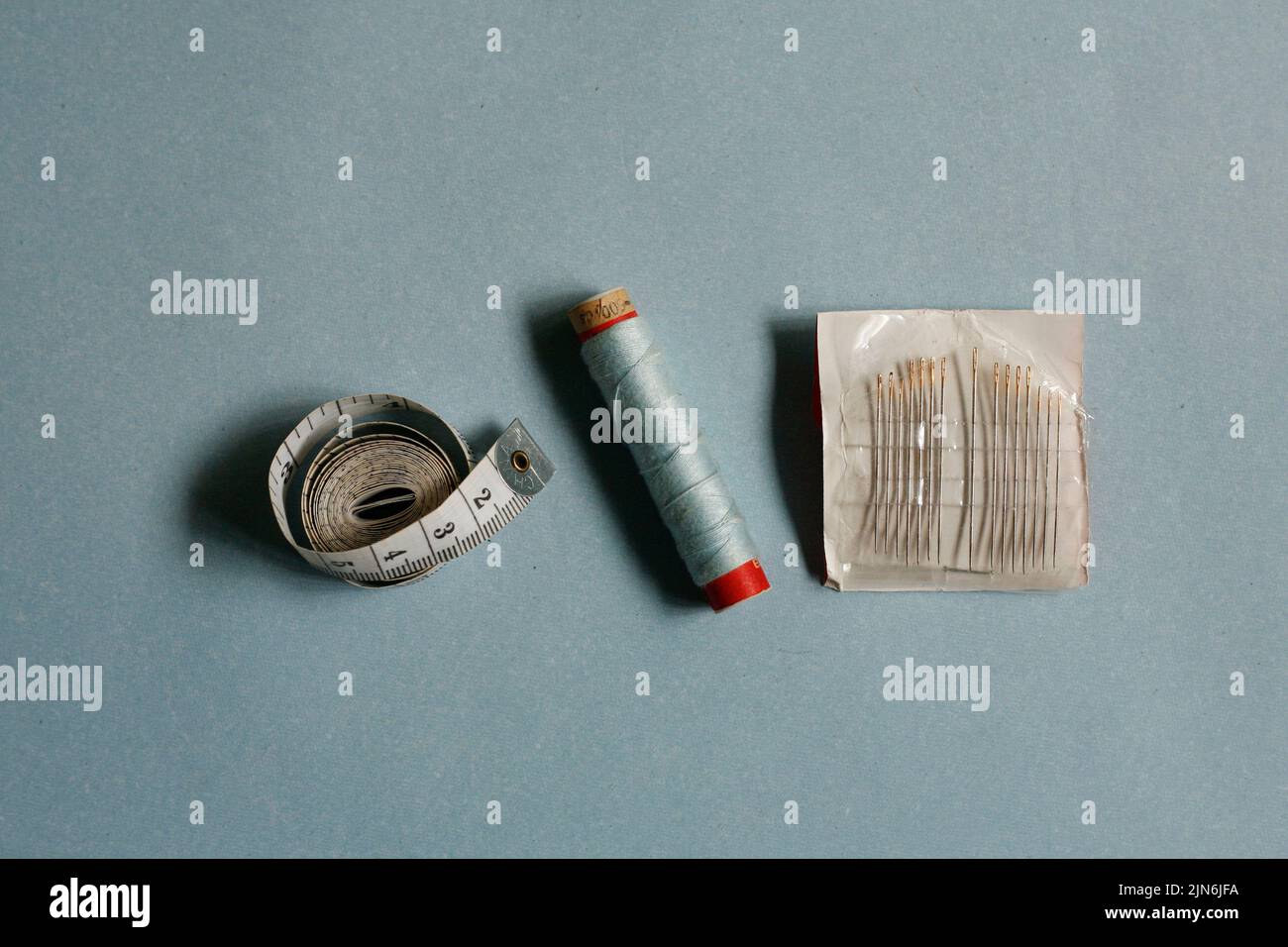 copier l'image d'espace des outils de couture. Accessoires de couture. Ustensiles de couture Banque D'Images