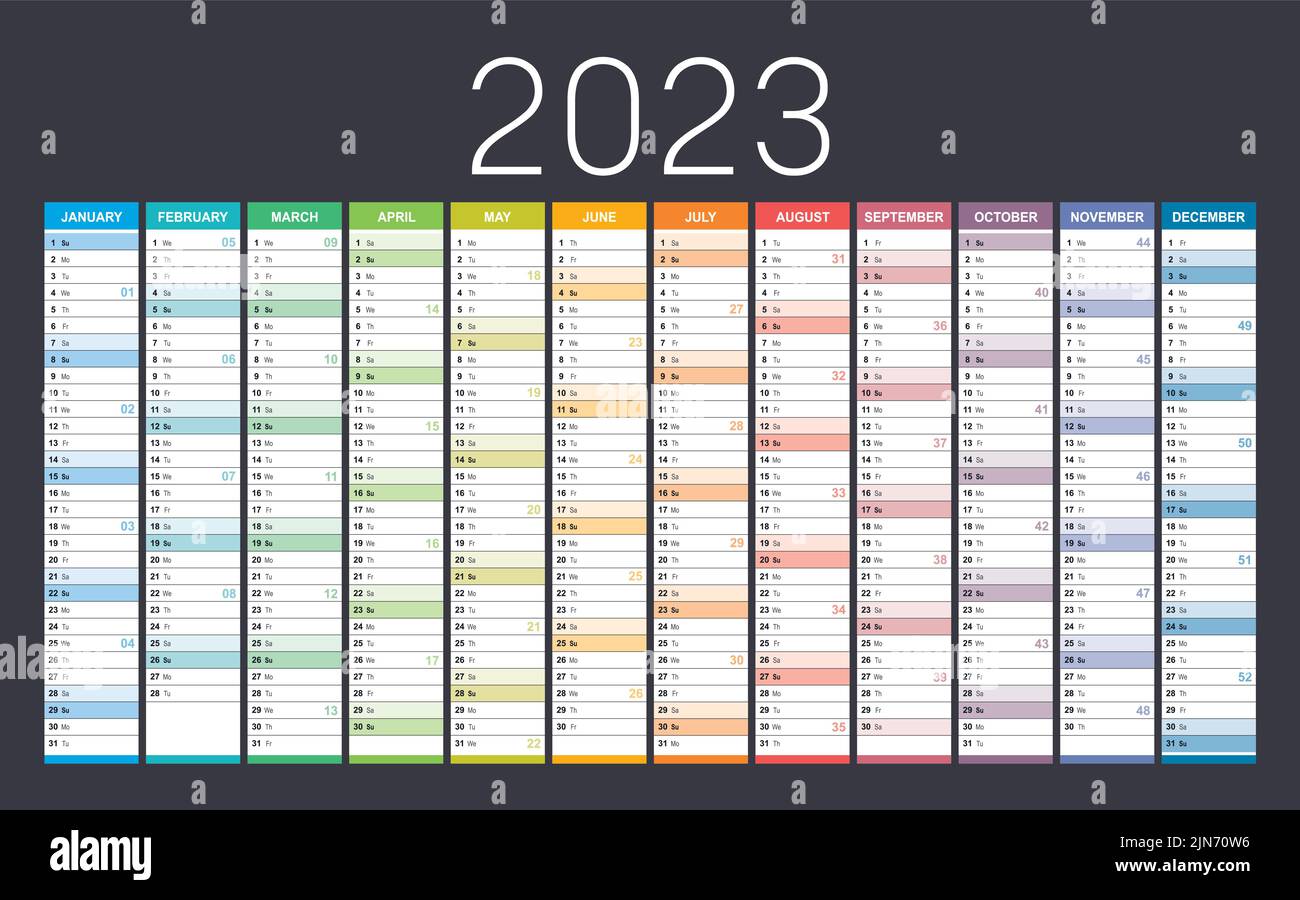 Calendrier 2023 Numeros De Semaine Banque Dimages Vectorielles Alamy