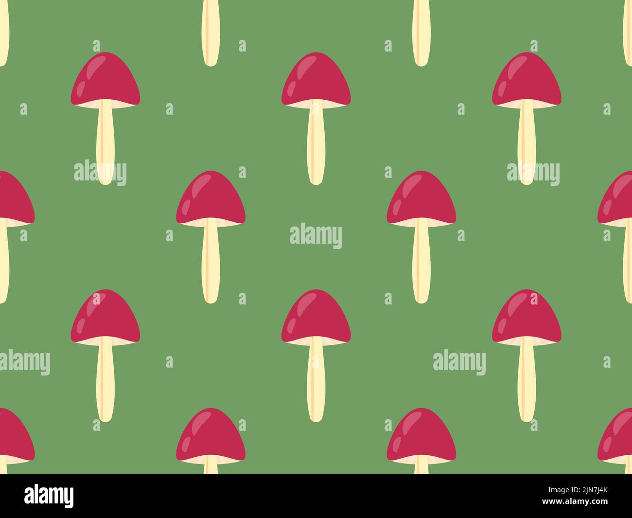 Motif champignons sans couture. Champignons avec bouchons rouges sur fond vert. Tabourets, champignons hallucinogènes. Design pour affiches, bannières et promotions Illustration de Vecteur