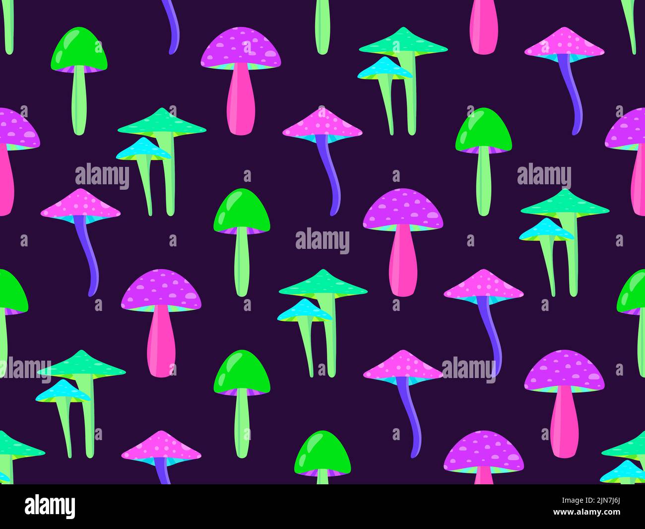 Motif de champignons psychédéliques sans couture. Voyage acide, champignons colorés dans le style du 80s. Conception d'affiches, de bannières et de produits promotionnels. V Illustration de Vecteur