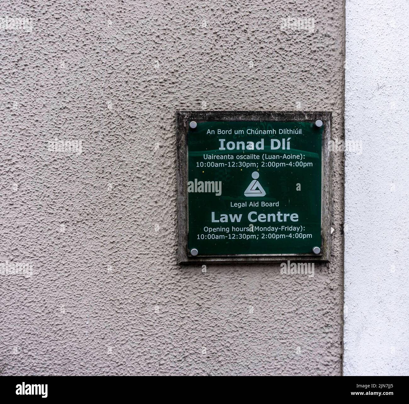 Le panneau pour l'Office d'aide juridique, Francis Street, Galway, Irlande. Banque D'Images