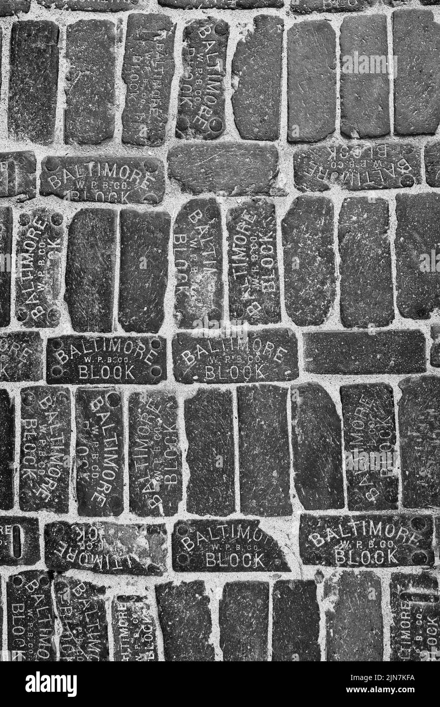 Promenade en briques à Key West, Floride, FL, États-Unis. Fabriqué avec des briques Baltimore Block Banque D'Images