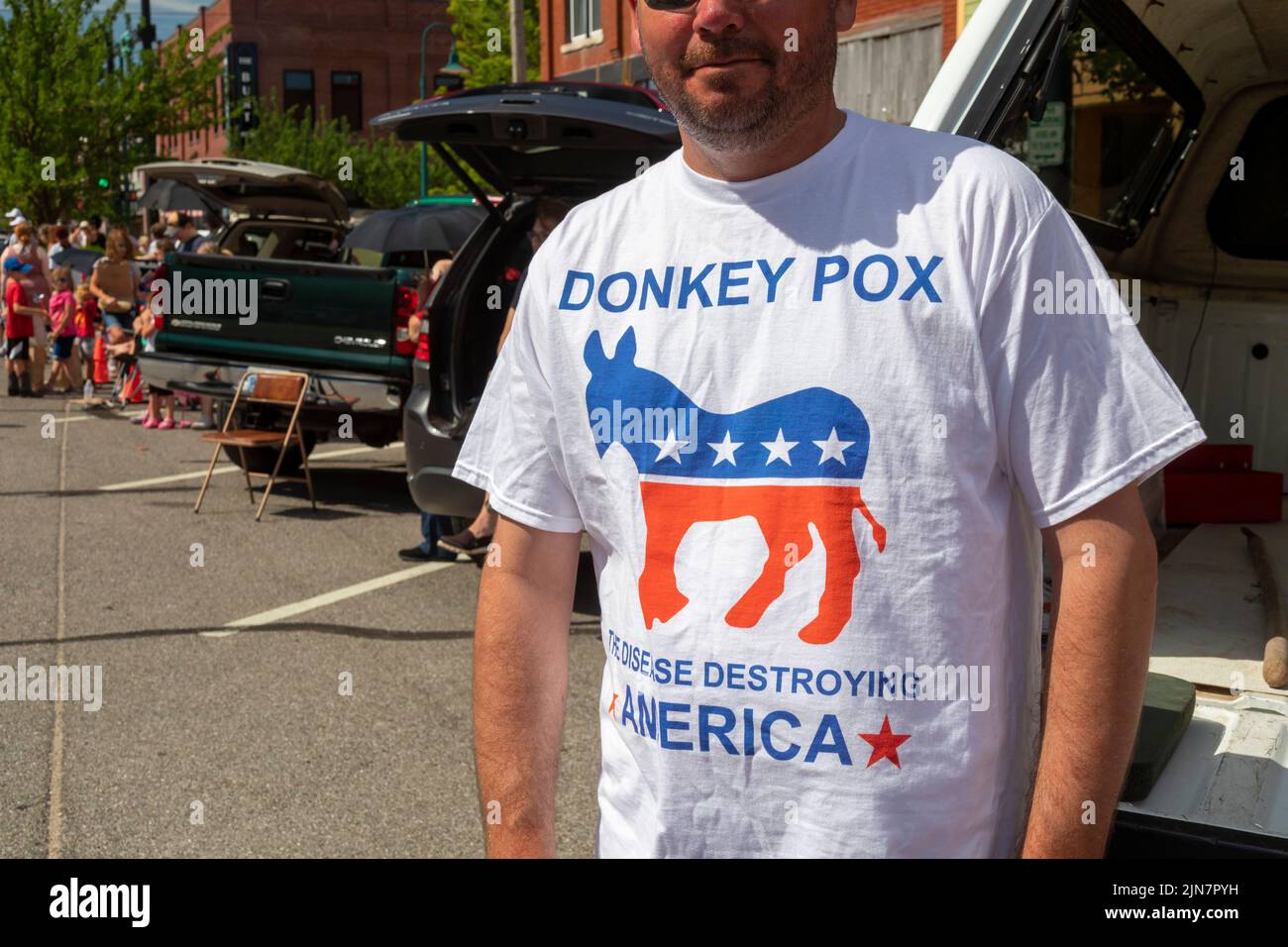 Hutchinson, Kansas - la politique partisane apparaît dans la « Parade des patriotes » annuelle de 4 juillet dans les zones rurales du Kansas. Banque D'Images