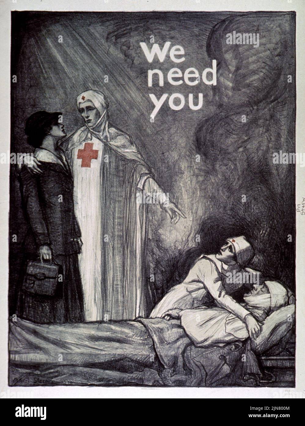Nous avons besoin de vous (1912) affiche de la Croix-Rouge par Albert Sterner Banque D'Images