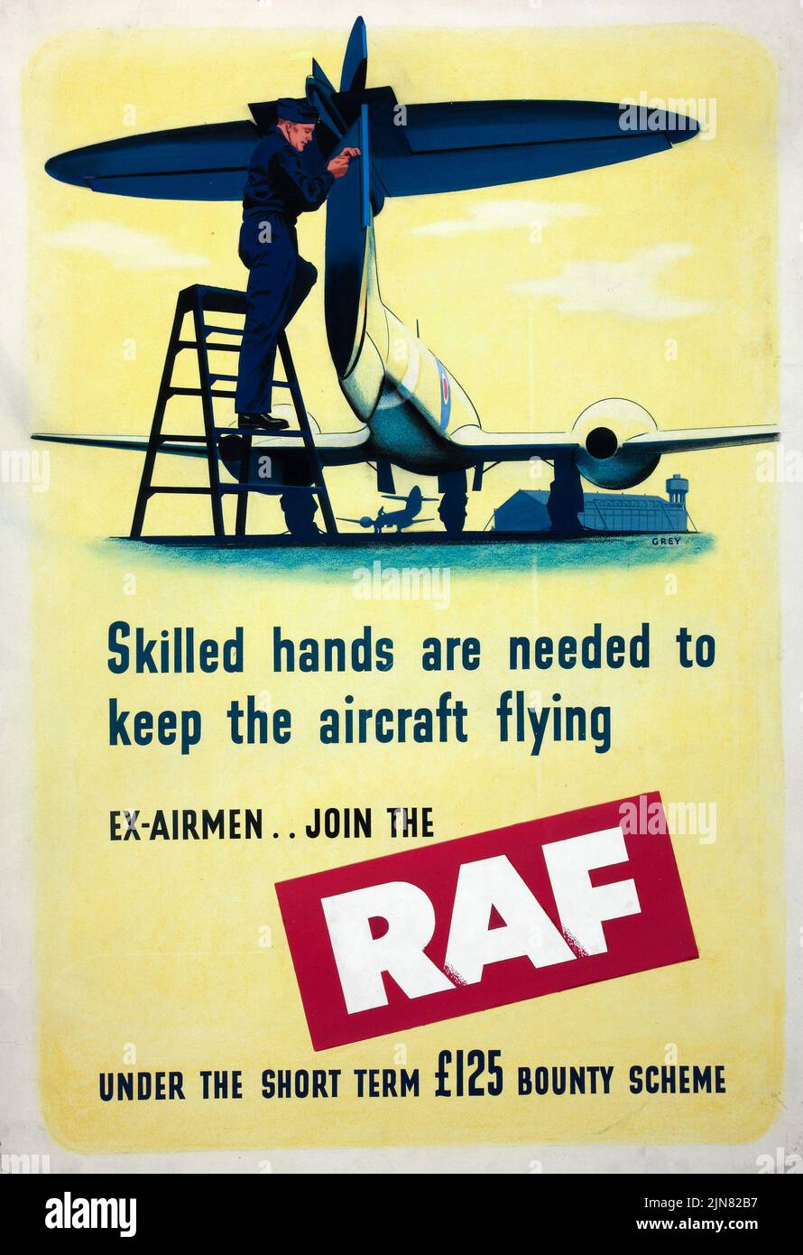 Des mains habiles sont nécessaires pour garder l'avion voler, ex-aviateurs, rejoindre la RAF dans le cadre du programme de primes à court terme £125 (1939-1946) Grande-Bretagne de l'ère de la Seconde Guerre mondiale affiche Banque D'Images