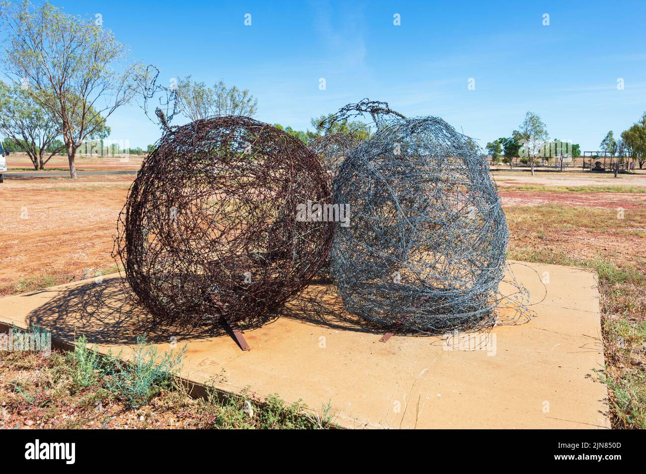 Fruit of my Labor Art installation par l'artiste Milynda Rogers au Muttaburra Sculpture Festival, Queensland, Queensland, Australie Banque D'Images