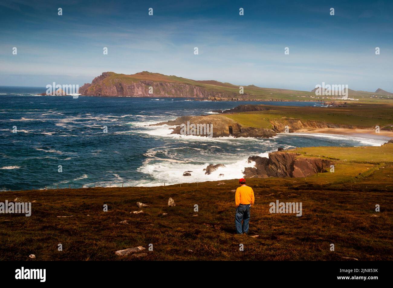 Promontoire de Dunmore Head et pointe la plus occidentale de l'Irlande sur la péninsule de Dingle. Banque D'Images