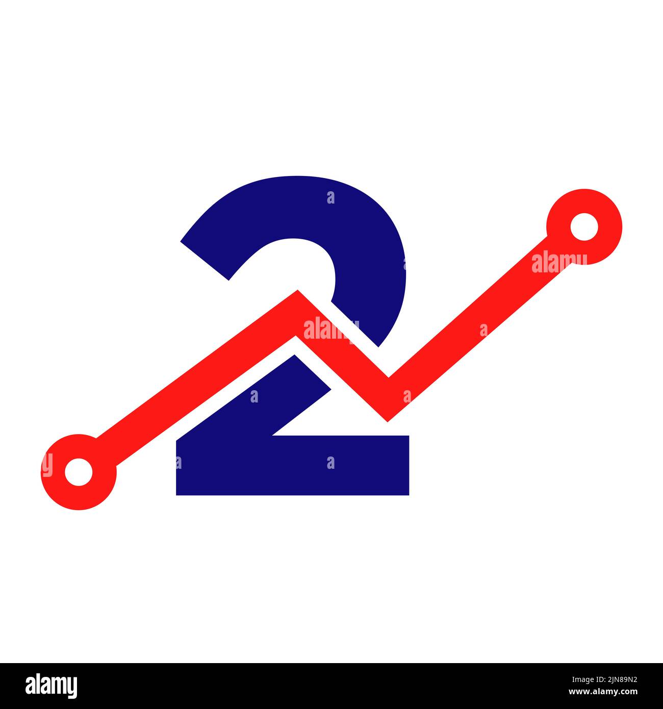 Design du logo de l'icône de la technologie Digital Letter 2. Logo commercial, investissement, financier sur le modèle de lettre 2 Illustration de Vecteur