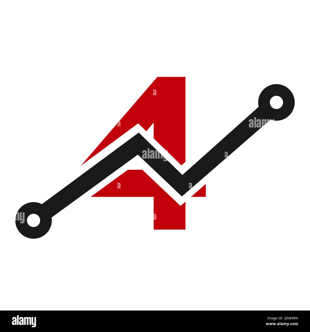 Design du logo de l'icône de la technologie Digital Letter 4. Logo commercial, investissement, financier sur le modèle de lettre 4 Illustration de Vecteur
