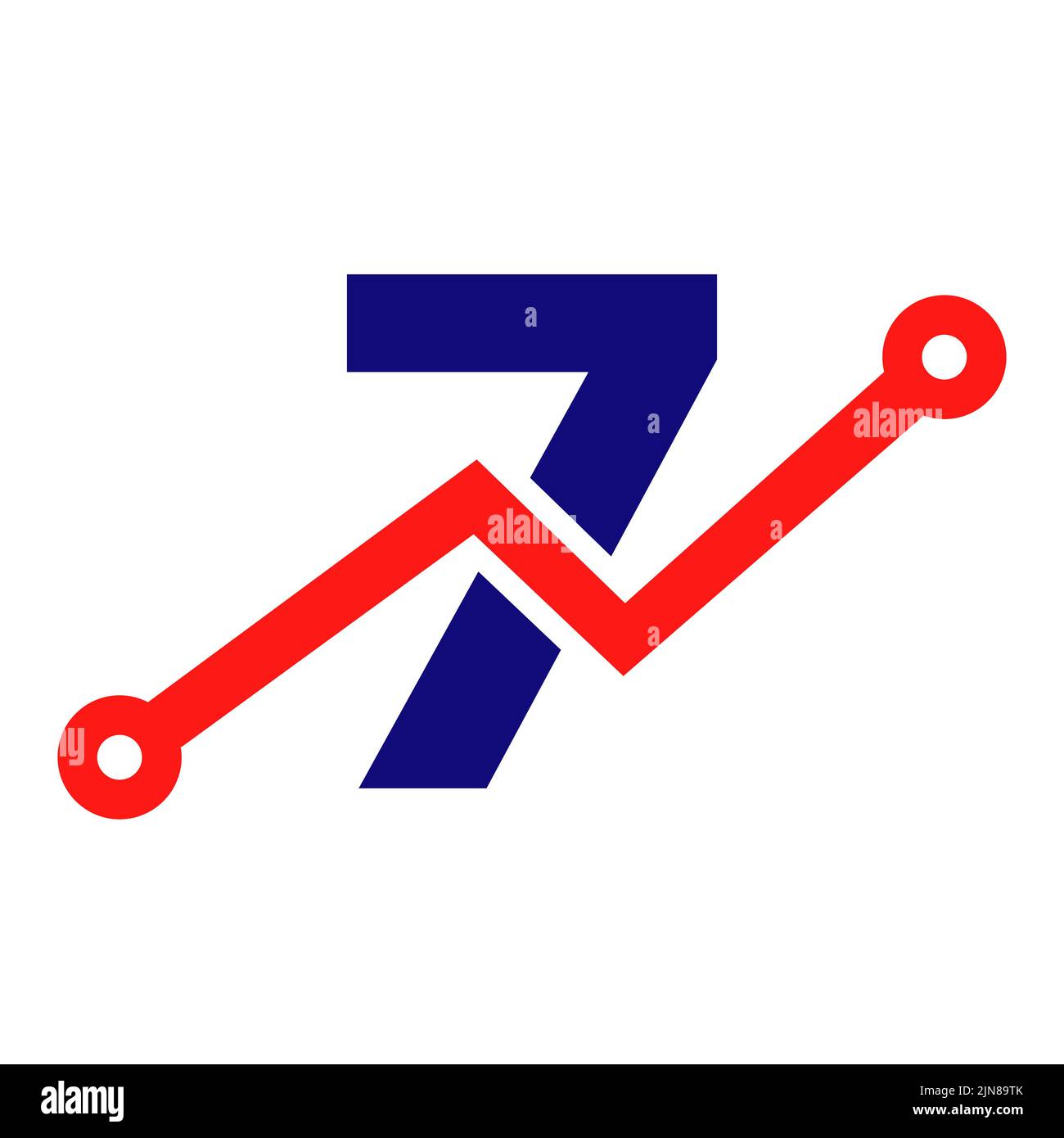 Design du logo de l'icône de la technologie Digital Letter 7. Logo commercial, investissement, financier sur le modèle de lettre 7 Illustration de Vecteur