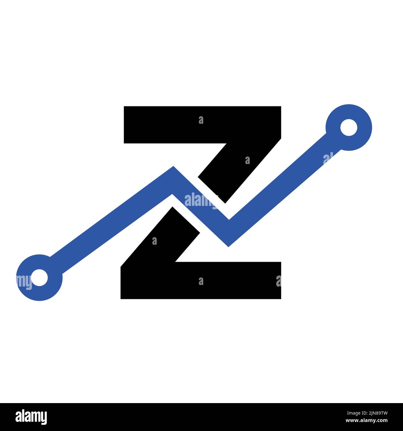 Design du logo de l'icône de la technologie Digital Letter Z. Logo commercial, investissement, financier sur le modèle lettre Z. Illustration de Vecteur
