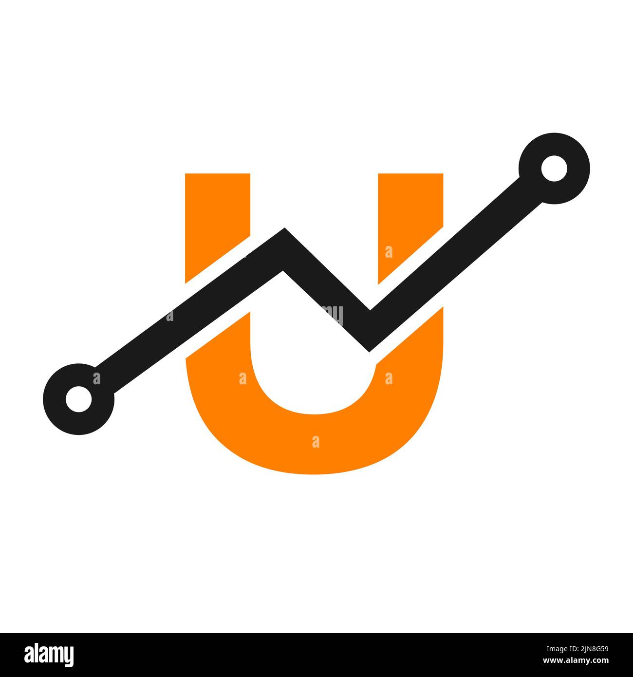 Logo icône de la technologie lettre U numérique. Logo commercial, investissement, financier sur le modèle lettre U. Illustration de Vecteur