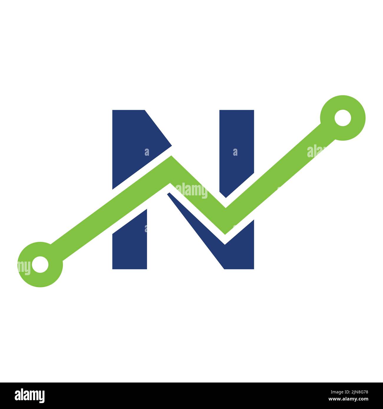Design du logo de l'icône de la technologie Digital Letter N. Logo Business, Investment, Financial sur le modèle lettre N. Illustration de Vecteur