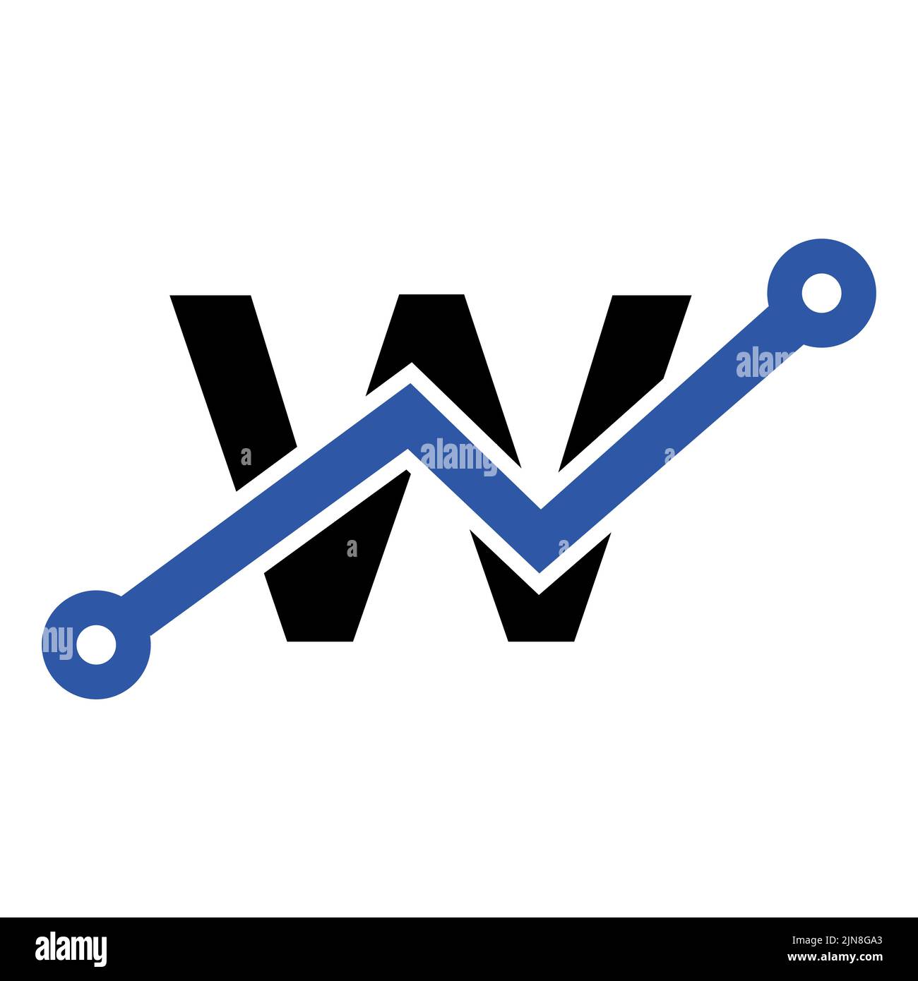 Design du logo de l'icône de la technologie Digital Letter W. Modèle Business, Investment, Financial logo on Letter W. Illustration de Vecteur